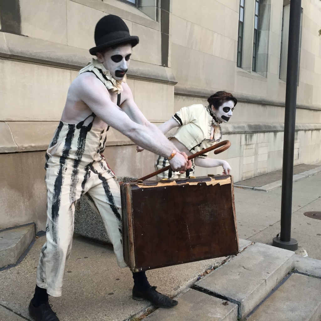 Clowning around on the steps of Masonic, waiting for Theatre Bizarre Gala 2015